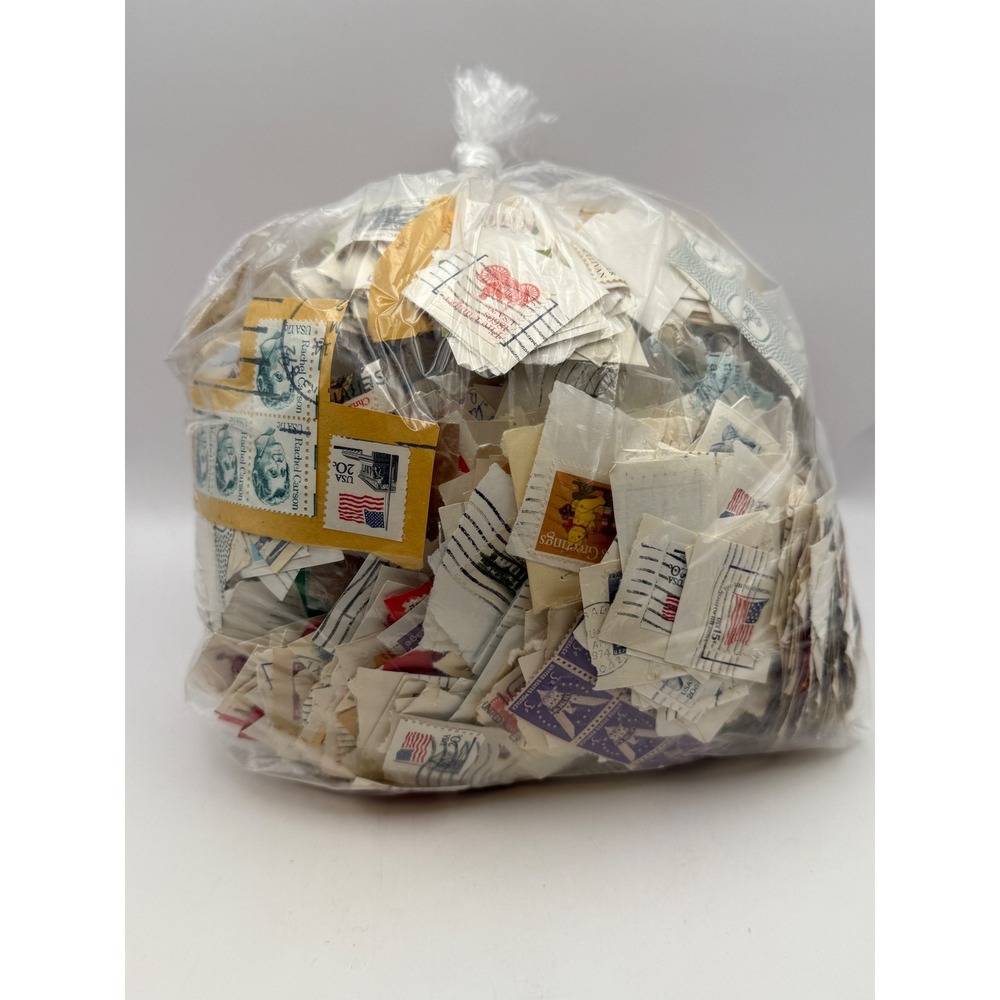 2lb Bulk Lot Used Postage Stamps On Paper Mixed Worldwide US Crafting Collecting